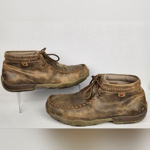 Twisted X Ever So Popular Driving Leather Chukka Moc Toe Boots Men's Size 10.5